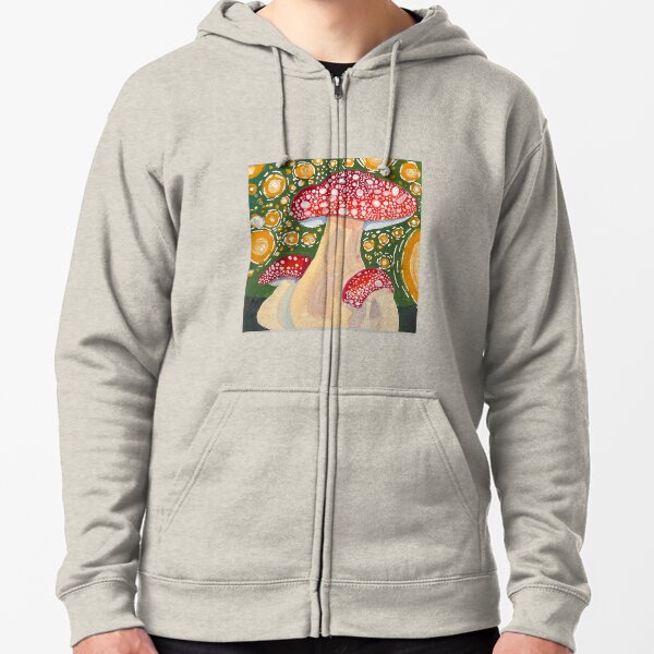 mushrooms and fireflies Zipped Hoodie