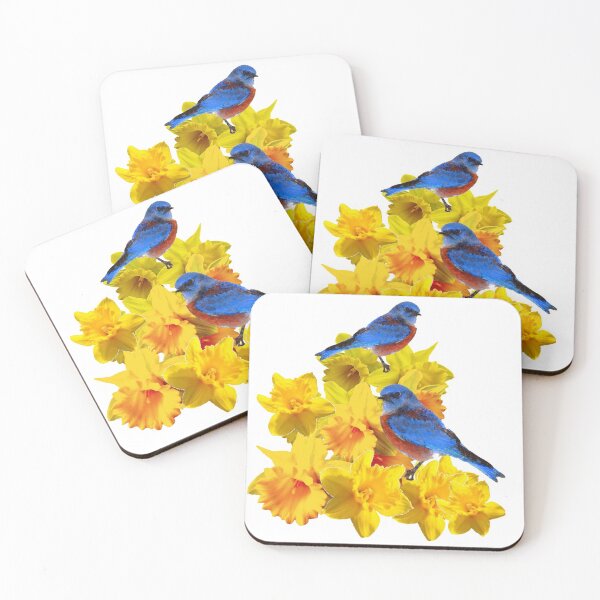 Item preview, SPRING BLUE BIRDS ON YELLOW DAFFODILS designed and sold by sharlesart.