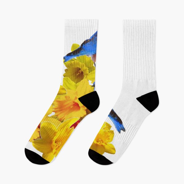 Item preview, SPRING BLUE BIRDS ON YELLOW DAFFODILS designed and sold by sharlesart.