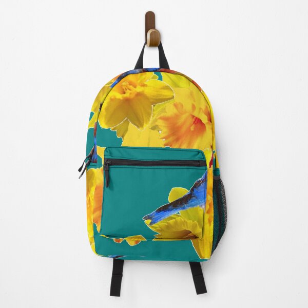 Item preview, SPRING BLUE BIRDS ON YELLOW DAFFODILS TEAL ABSTRACT designed and sold by sharlesart.