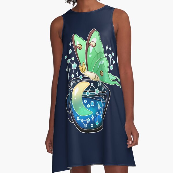 Celestial Luna Moth Teacup A-Line Dress