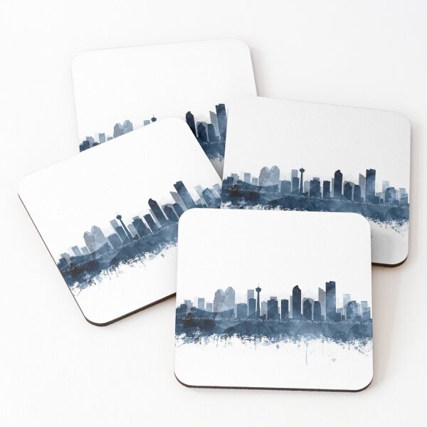 Item preview, Calgary Skyline Watercolor Navy Blue by Zouzounio Art designed and sold by zouzounioart.
