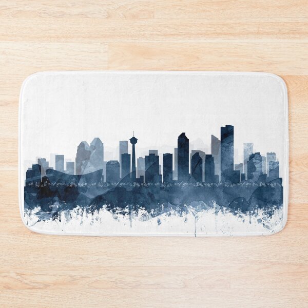 Artikelvorschau, Calgary Skyline Aquarell Marineblau von Zouzounio Art entworfen und verkauft von zouzounioart.