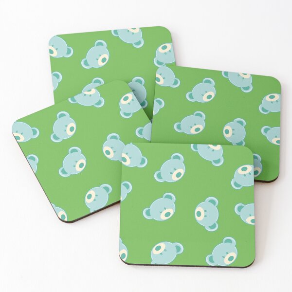 Item preview, Cute pattern of blue bear faces with green background designed and sold by hateeyes.