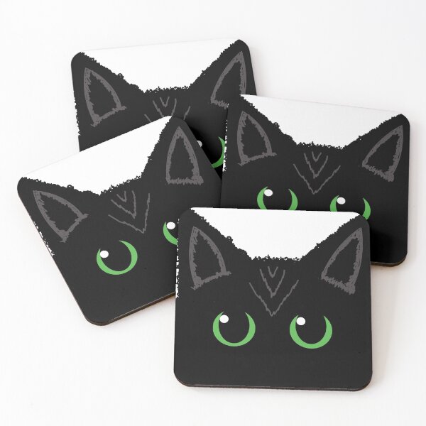 Aperçu de l'œuvre Chat noir curieux aux yeux verts créée et vendue par Suzakara Designs.