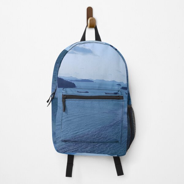 Item preview, Korea blue sea with islands and boats scenery designed and sold by sjkimphoto.