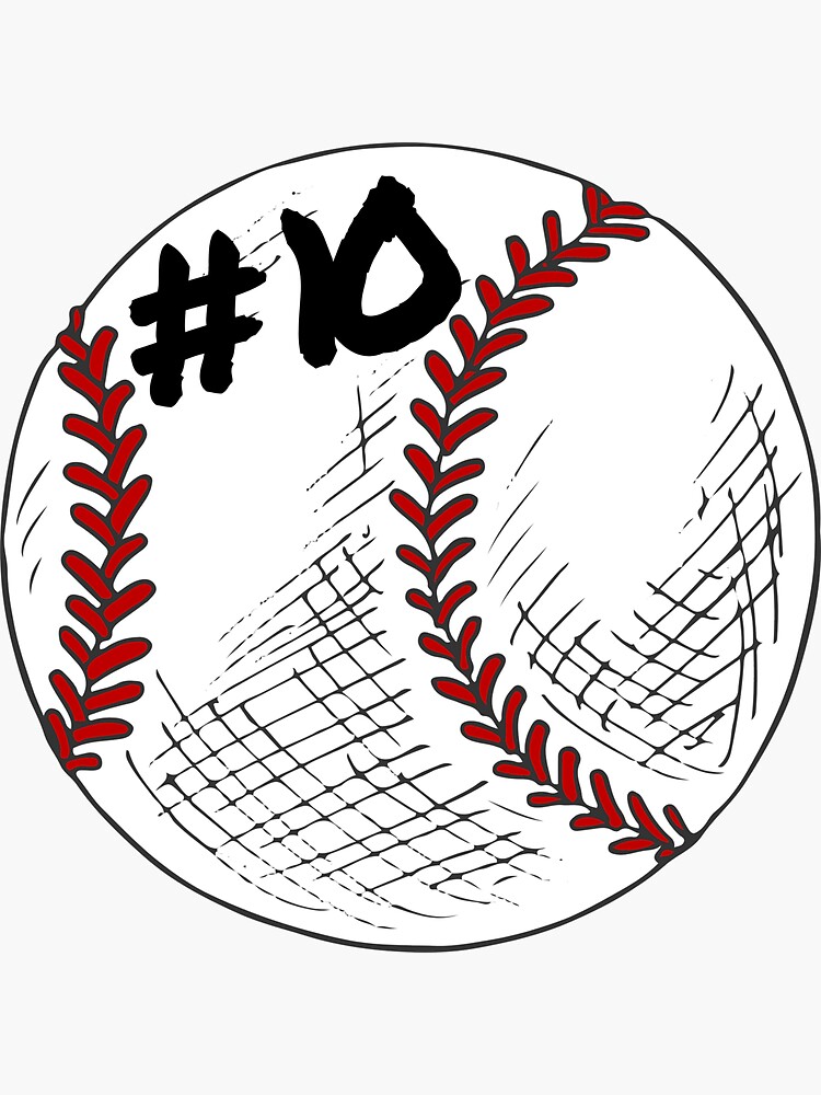 Baseball ball number 10, ten | Sticker