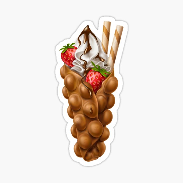 Item preview, Egg Bubble Waffle Vanilla Ice Cream with Strawberry and Chocolate Topping designed and sold by Alicia Chee.