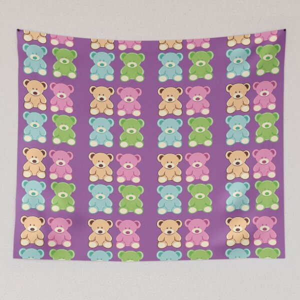 Item preview, pattern of cute multi-colored bears designed and sold by hateeyes.
