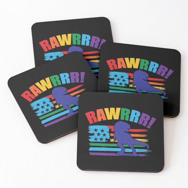 Artikelvorschau, RAWRRR! Dino auf Regenbogen-USA-Flagge - Pride entworfen und verkauft von Trinket-Trickster.