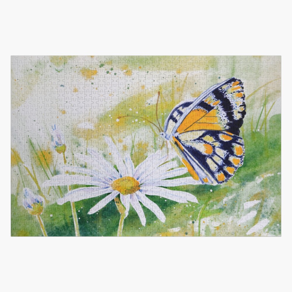 Butterfly Resting on a White Daisy Jigsaw Puzzle