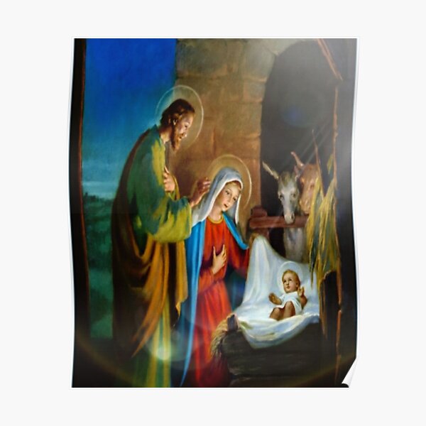 Jesus Baby Protection Mask Clothes And Products Of Baby Jesus In The Manger Poster By Robson080 Redbubble