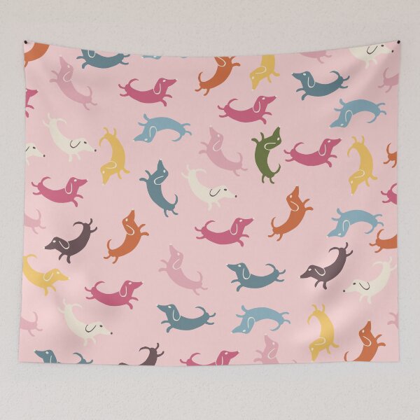 Item preview, Cute Dachshund Dogs Pattern on Pink Background designed and sold by kapotka.