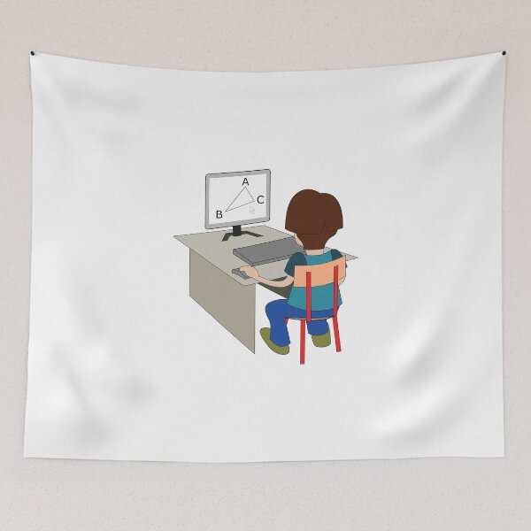 Item preview, Boy using computer vector drawing designed and sold by binti163.