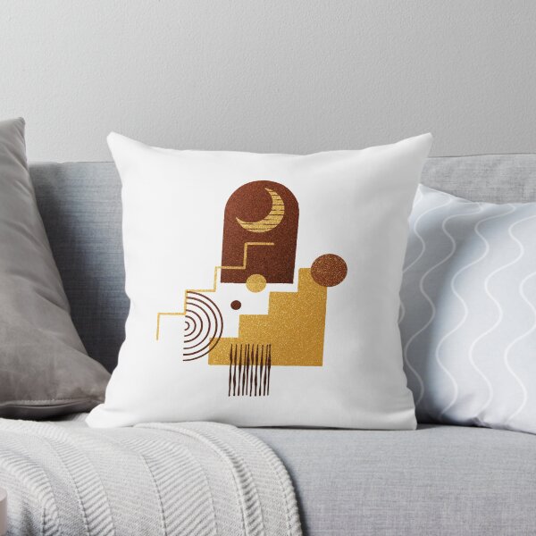Boho minimalist style abstract shape with glitter texture Throw Pillow