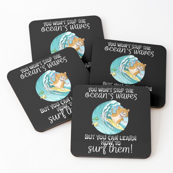 Item preview, Surfing ocean waves red fluffy cat illustration designed and sold by ARTemyzz.