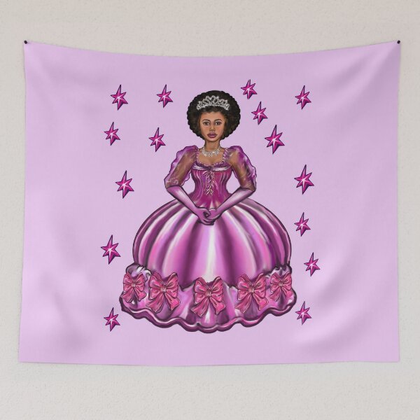 Item preview, Princess -  Black Afro Princess in purple with stars v  ! beautiful  black girl with Afro hair, brown eyes and light brown skin. Hair love ! designed and sold by Artonmytee.