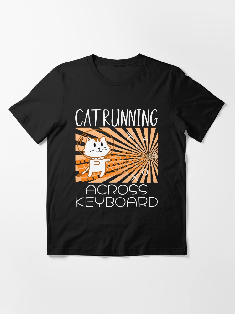Alternate view of Cat Running Across Keyboard The Space Cat Riding Keyboard Essential T-Shirt