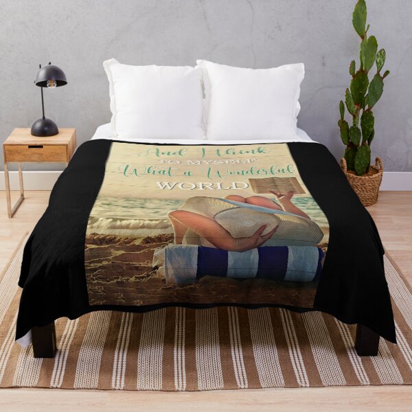 Item preview, Beach Reader And I Think TO My Self What A Wonderful World Poster designed and sold by keithbhasselbur.