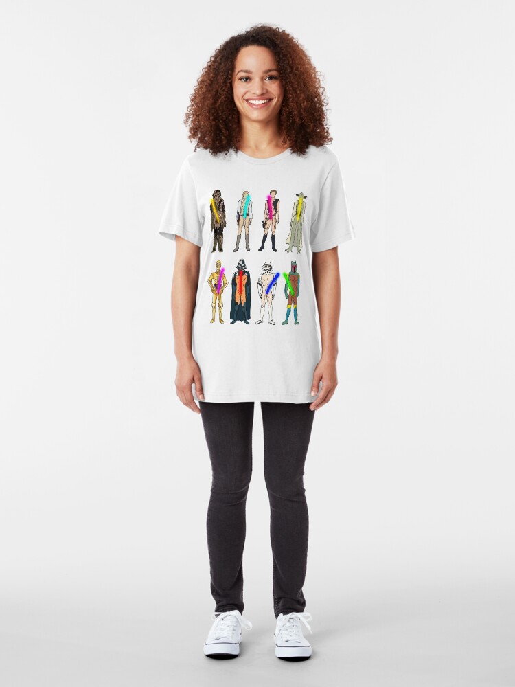 Alternate view of Naughty Lightsabers Slim Fit T-Shirt