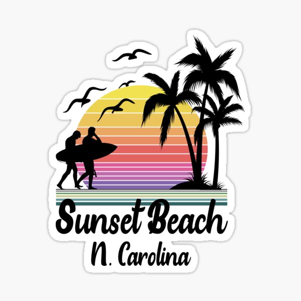 Aperçu de l'œuvre Sunset Beach North Carolina Seaside Rétro Coucher de Soleil créée et vendue par Home-Spirit.