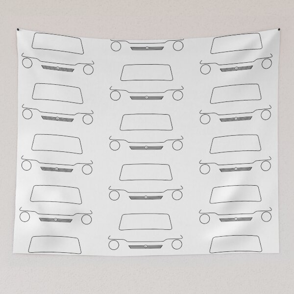 Item preview, Hillman Imp Californian classic 1960s British car black outline graphic designed and sold by soitwouldseem.