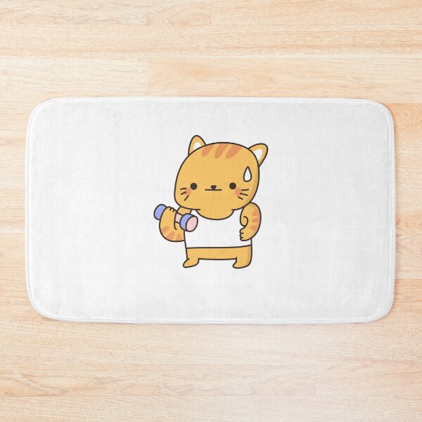 Item preview, Cute Kawaii Weightlifting Gym Cat designed and sold by KawaiiStickers-.