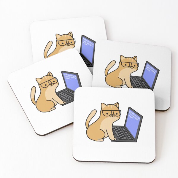 Item preview, Cute Kawaii Cat with Glasses On Laptop Computer designed and sold by KawaiiStickers-.