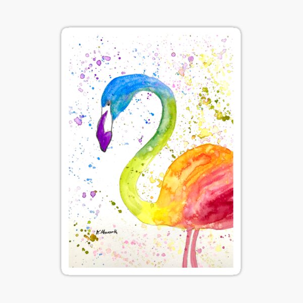 Item preview, Rainbow flamingo watercolor tropical bird designed and sold by Monika Howarth.