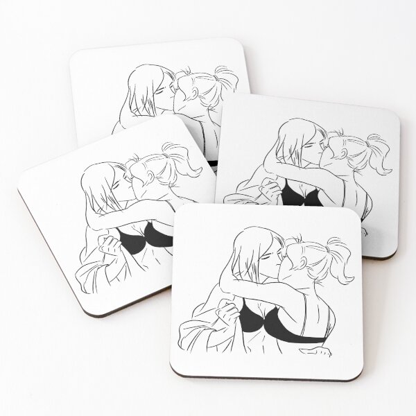 Item preview, Lesbian Couple Kiss Line Art designed and sold by Regenbogenn.