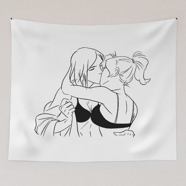Item preview, Lesbian Couple Kiss Line Art designed and sold by Regenbogenn.