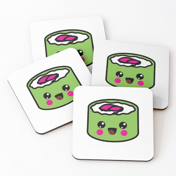 Item preview, Cute Kawaii Happy Green Sushi designed and sold by KawaiiStickers-.