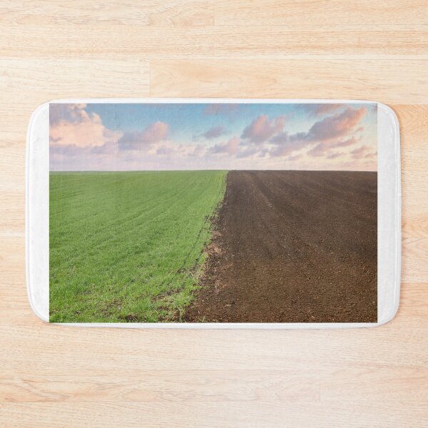 Item preview, young green wheat and plowed field landscape in springtime agriculture designed and sold by goceris.