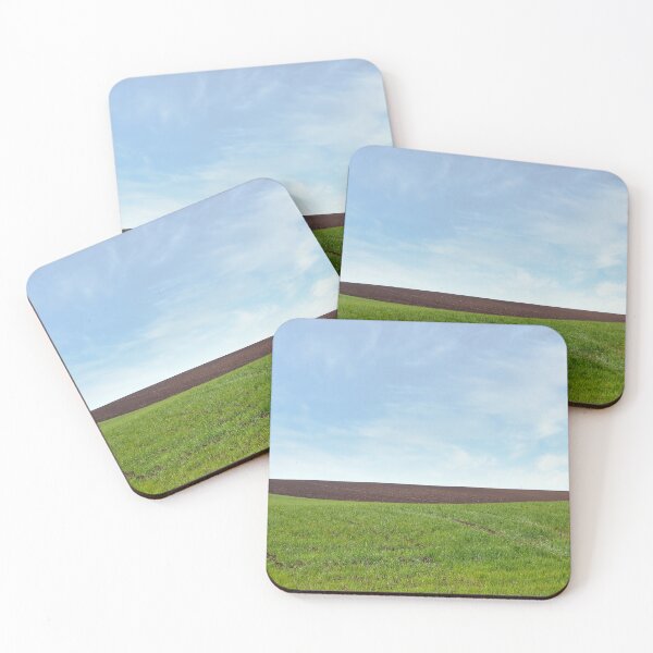 Item preview, young green wheat and plowed field landscape  designed and sold by goceris.