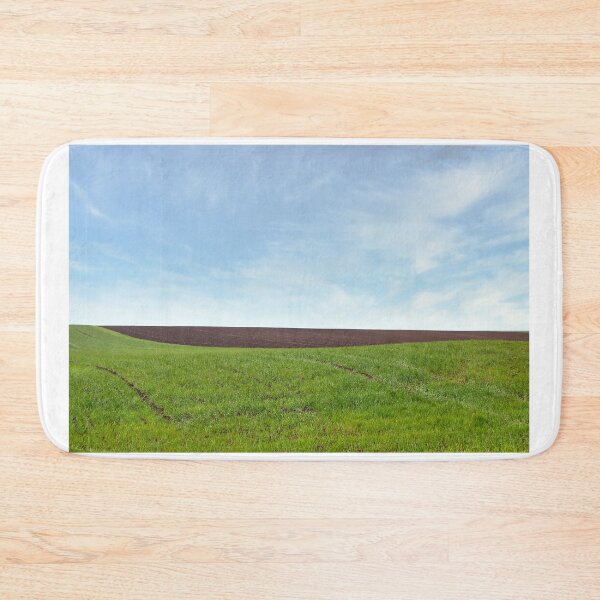 Item preview, young green wheat and plowed field landscape  designed and sold by goceris.