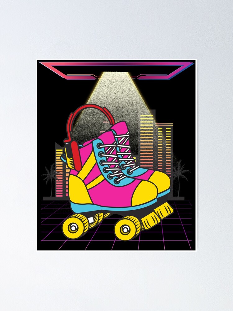 "Retro 80s Synthwave 90s Roller Skate Disco" Poster by ZavageDesigns