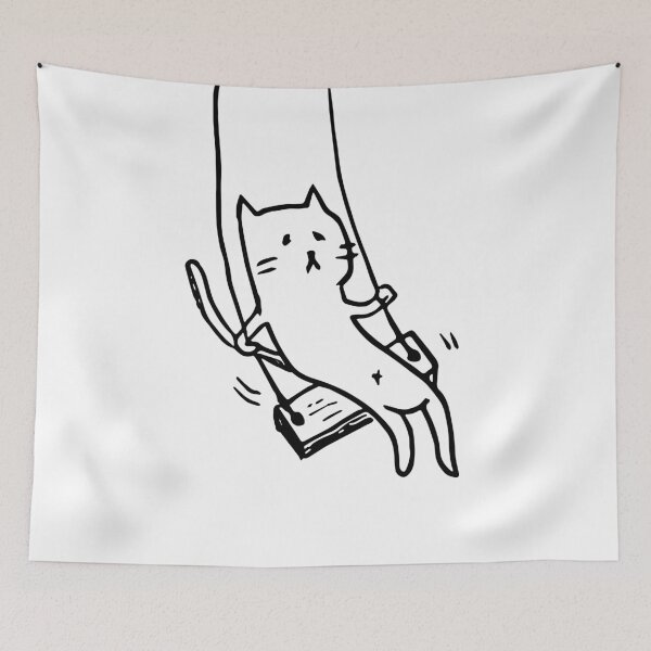 Artikelvorschau, Lustiges Tier | Katzengeschenk | Liebe meine Katze | Yuru Neko | Unisex - Männer & Frauen | Katze auf Schaukel entworfen und verkauft von KuriharaDesigns.
