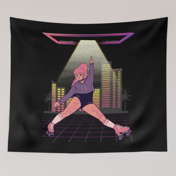Item preview, Retro 80s Synthwave Disco Girl Roller Skater designed and sold by ZavageDesigns.