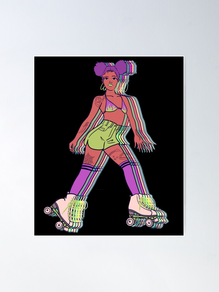 Retro 80s Disco Girl Roller Skater Poster for Sale by ZavageDesigns