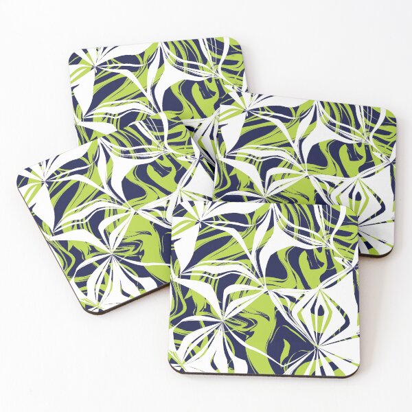 Item preview, Blue green and white abstract wavy pattern designed and sold by BLMcreations.