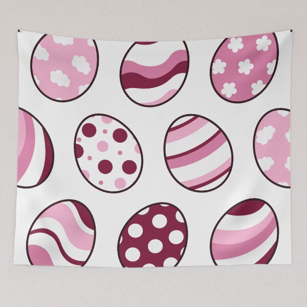 Item preview, Egg Pattern | Pink | Stripes Clouds Flowers Dots | White designed and sold by Wintre2.