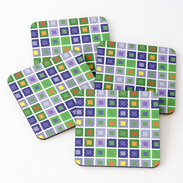 Item preview, Colorful square green and blue tiles pattern designed and sold by Osting.