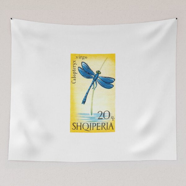 Item preview, Vintage 1966 Albania damselfly postage stamp designed and sold by NVDesigns.