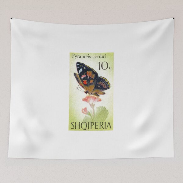 Item preview, Vintage 1966 Albania painted lady butterfly postage stamp designed and sold by NVDesigns.