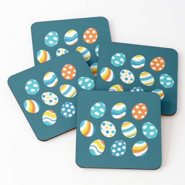 Item preview, Egg Pattern | Blue Yellow Orange | Stripes Clouds Flowers Dots | Dark Blue designed and sold by Wintre2.