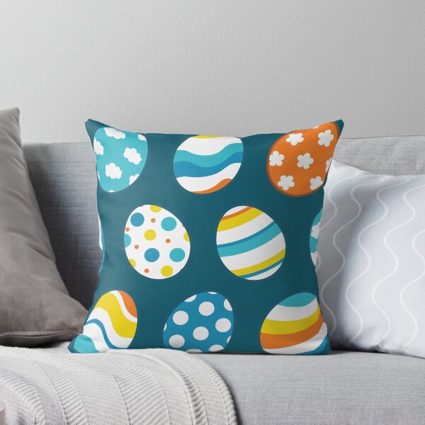 Item preview, Egg Pattern | Blue Yellow Orange | Stripes Clouds Flowers Dots | Dark Blue designed and sold by Wintre2.