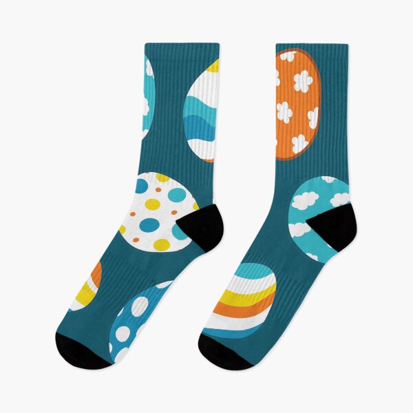 Item preview, Egg Pattern | Blue Yellow Orange | Stripes Clouds Flowers Dots | Dark Blue designed and sold by Wintre2.