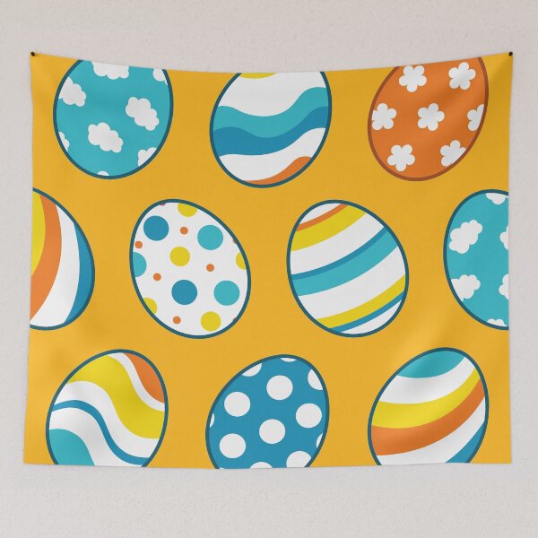 Item preview, Egg Pattern | Blue Yellow Orange | Stripes Clouds Flowers Dots designed and sold by Wintre2.