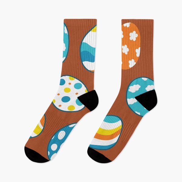 Item preview, Egg Pattern | Blue Yellow Orange | Stripes Clouds Flowers Dots | Brown designed and sold by Wintre2.