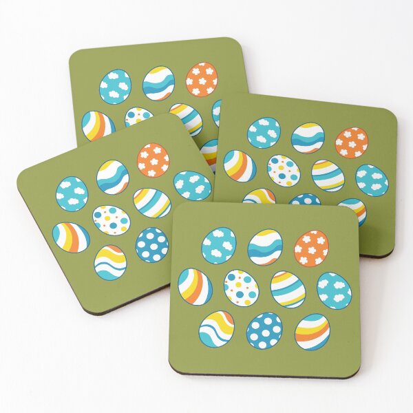 Item preview, Egg Pattern | Blue Yellow Orange | Stripes Clouds Flowers Dots | Dark Green designed and sold by Wintre2.